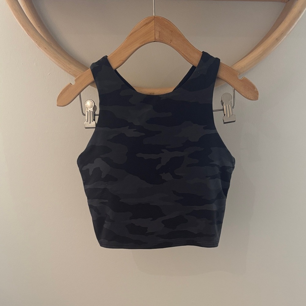 Athleta Black Camo Crop Top